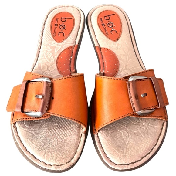 b.o.c Born Concepts Orange Leather Buckle Sandals Size 8 - Picture 3 of 9